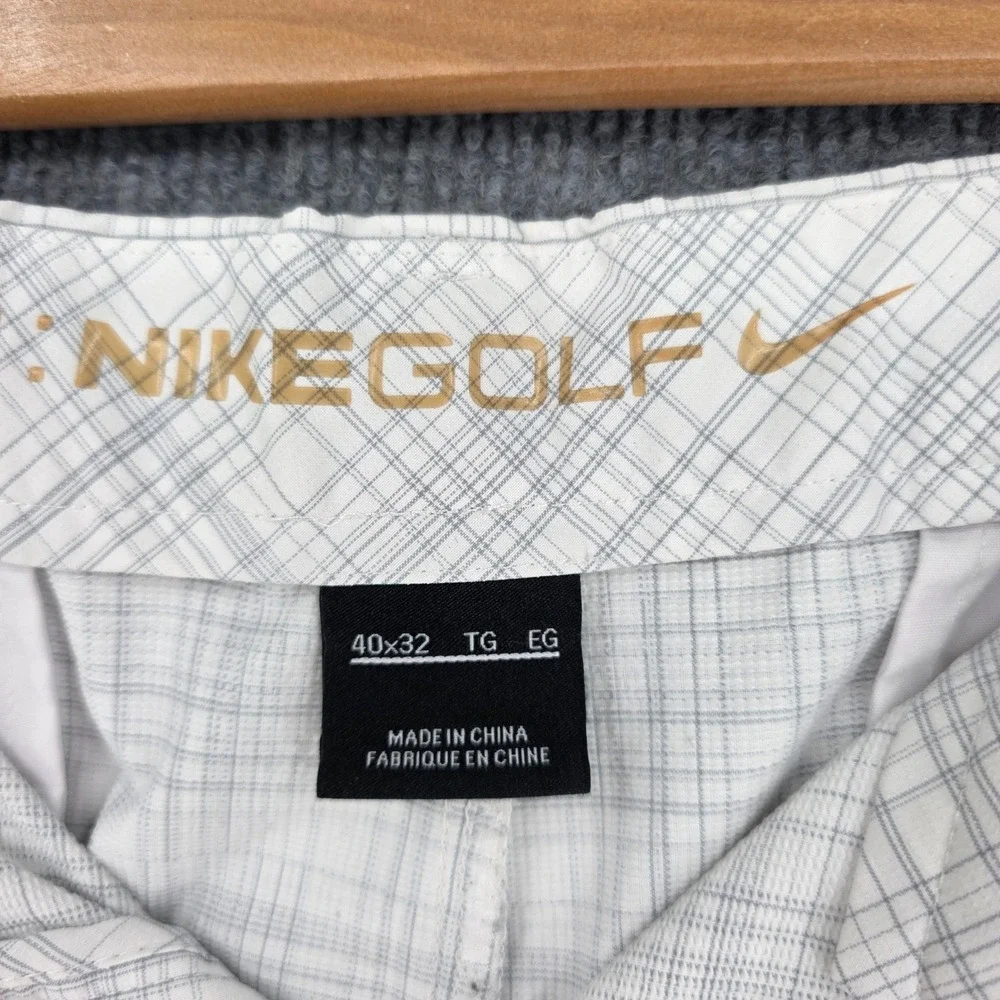 Nike Golf Mens 40x32 Plaid Pants Gray White Straight Leg Stretch RN56323
